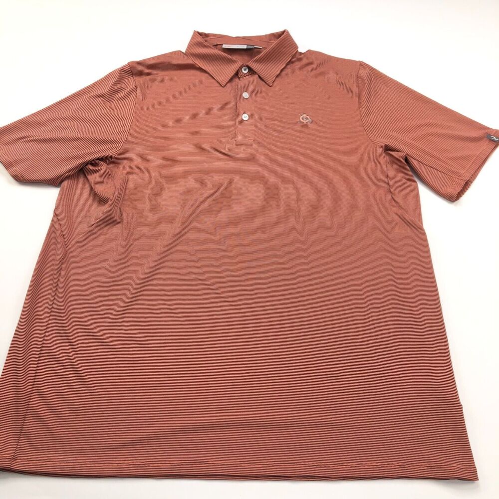 KJUS UPF 50+ XL Orange MINT Golf Short Sleeve Stretch Button Polo Striped Shirt